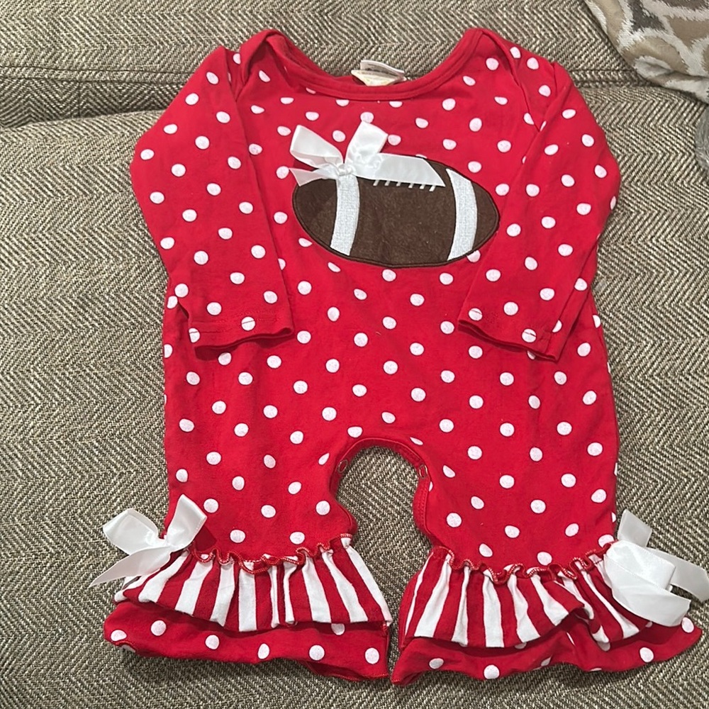Honeydew Red Polka Dot Football One Piece